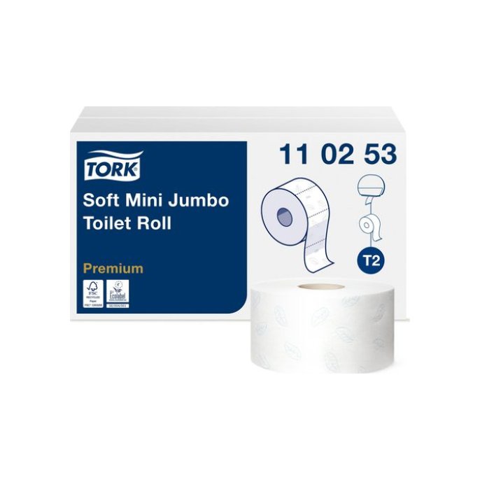 TORK Premium Zacht Mini Jumbo T2 Toiletpapier 2-laags 170 m Wit (pak 12 x 850 vel)