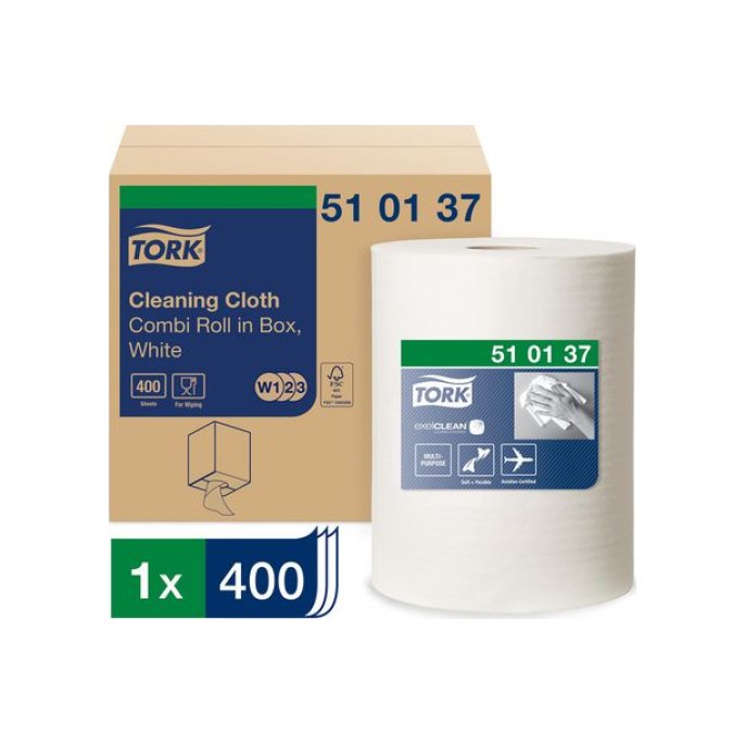 TORK Premium papieren reinigingsdoekjes 1-laags 320 mm 400 vel wit (rol 400 vel)