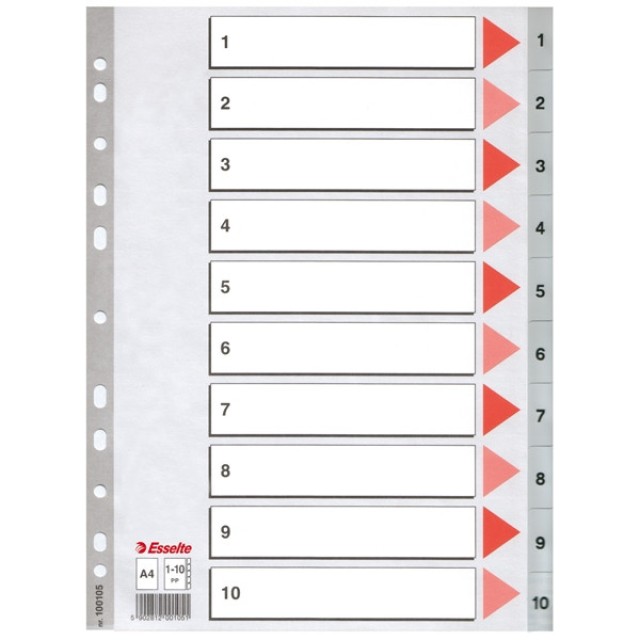 Tabblad Esselte 11r A4 PP 10tab index