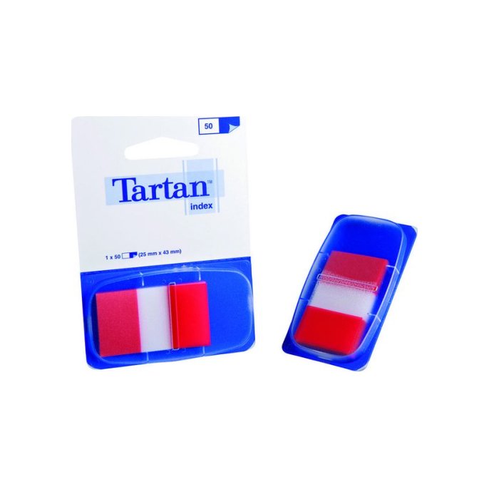 Tartan Index Tabs 25 x 43 mm Rood (pak 50 vel)