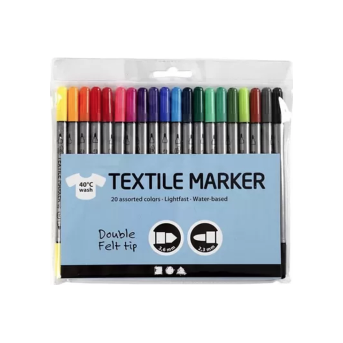 Textielstift 2.3+3.6mm standaard kl/pk20