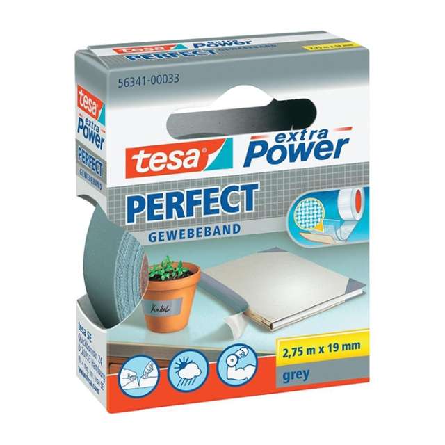 Textieltape Tesa epp 19mm x 2.75m grijs