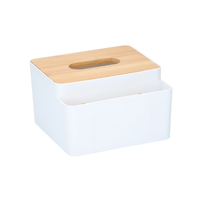 Tissuebox Alpina 16x15x10cm bamboe/wit