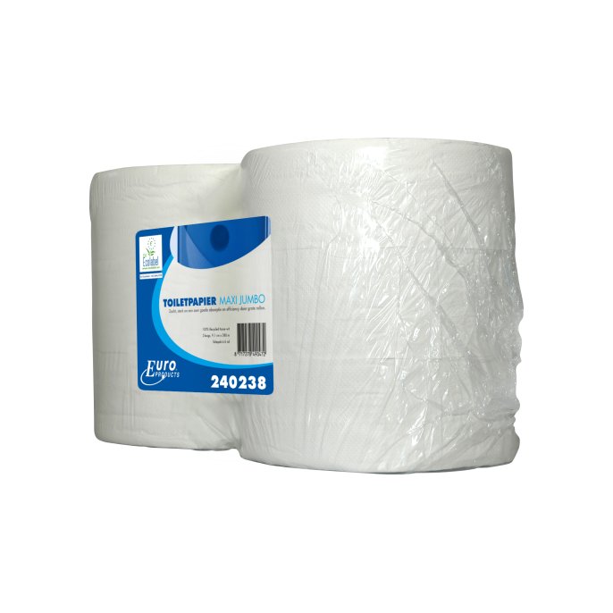 Toiletpapier Euro maxi jumbo 2L wit/pk6