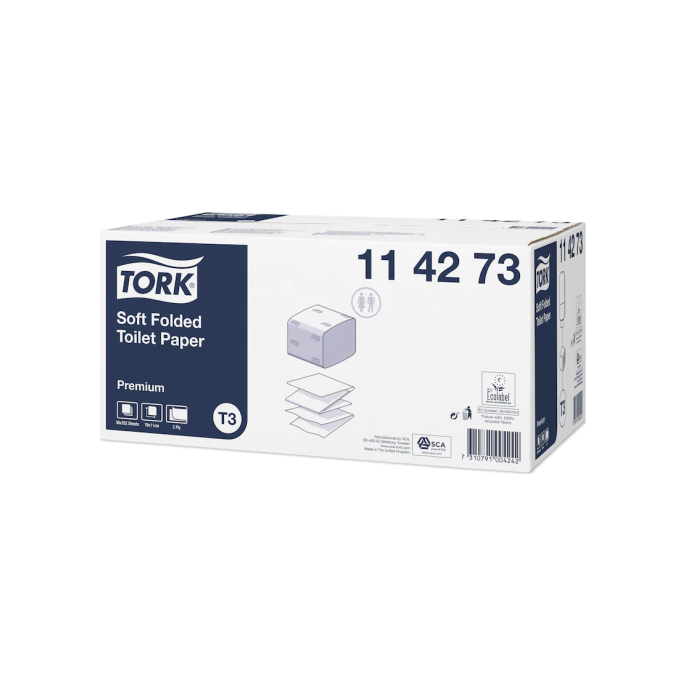 Tork Premium T3 Toiletpapier Soft. 2-laags. Wit (1 doos met 30 pakken á 252 vel)