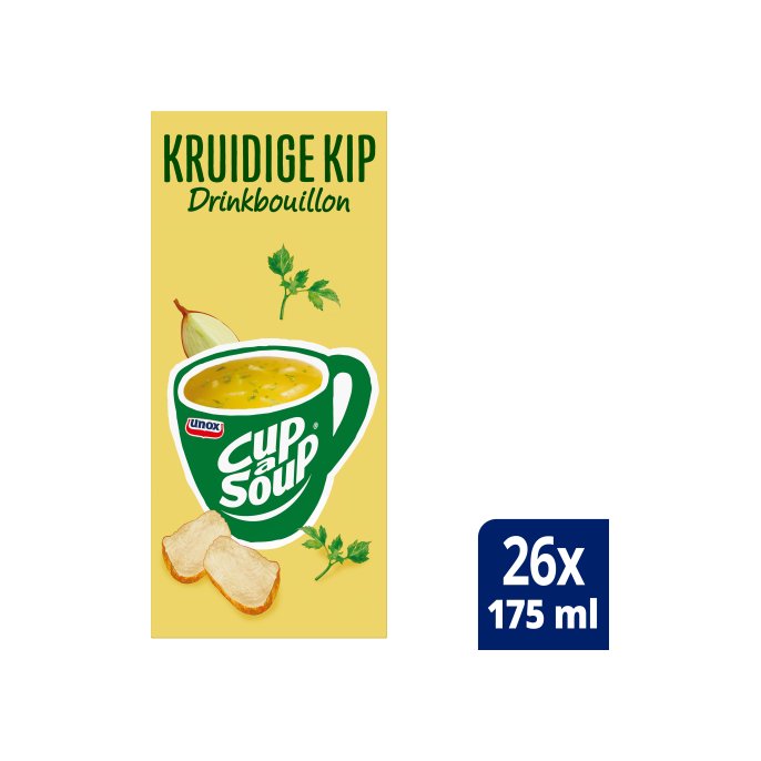 UNOX Cup-a-Soup Heldere Kruidige Kip Drinkbouillon 175 ml (doos 26 stuks)