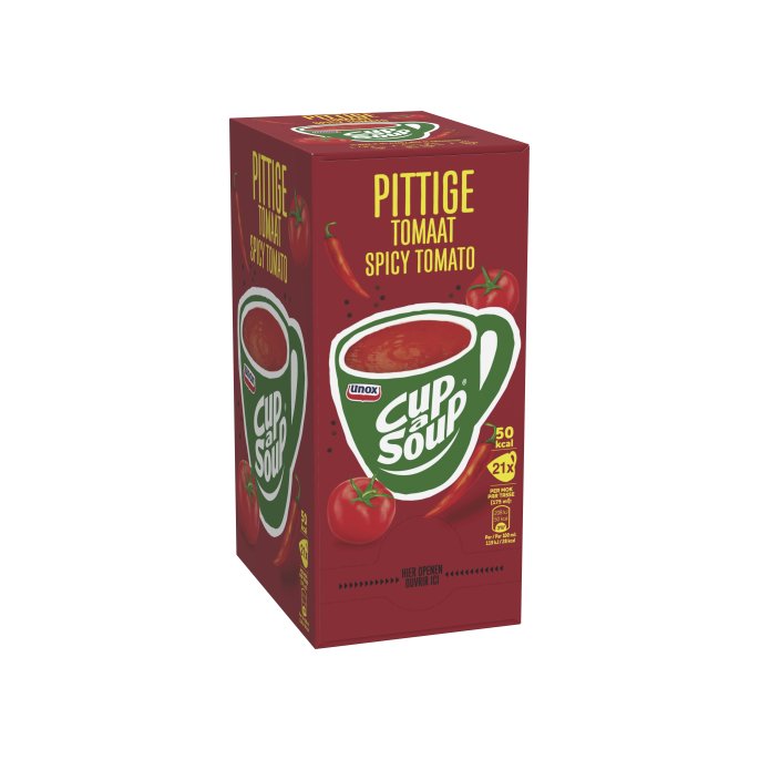 UNOX Cup-a-Soup Pittige Tomaat Soep 175 ml (doos 21 stuks)