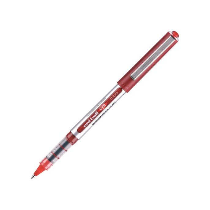 Uni-Ball Eye Micro Stickbalpen Punt 05 mm Grijze Huls Rode Inkt (pak 12 stuks)