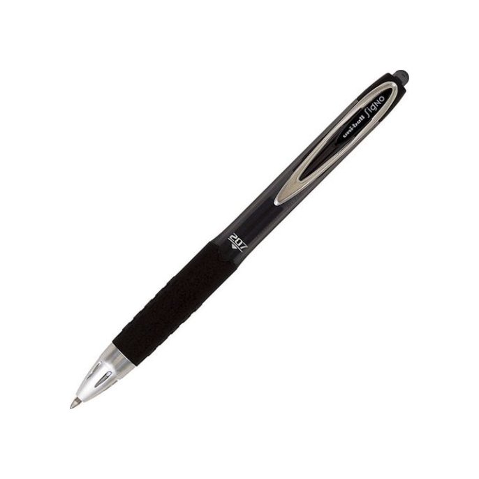 Uni-Ball Gelpen Signo 207 RT 04 mm zwart (doos 12 stuks)