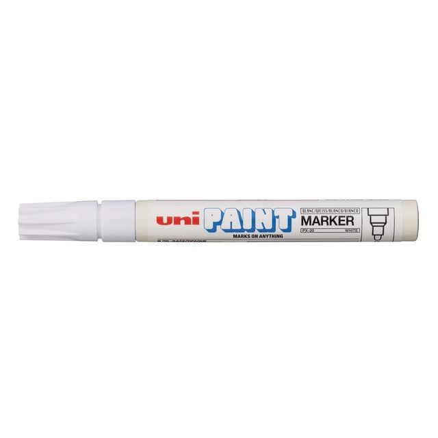 Uni-Ball Paint PX-20 Permanente Verfstift Ronde Punt 2 mm Wit (doos 12 stuks)