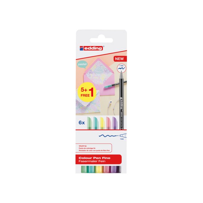 Viltstift EDDING 1200 1mm pastel/pk6