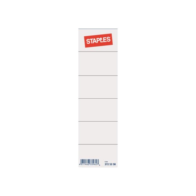 Staples Rugetiketten kort insteek Rugbreedte 50 mm 188 x 30 mm wit (pak 10 stuks)