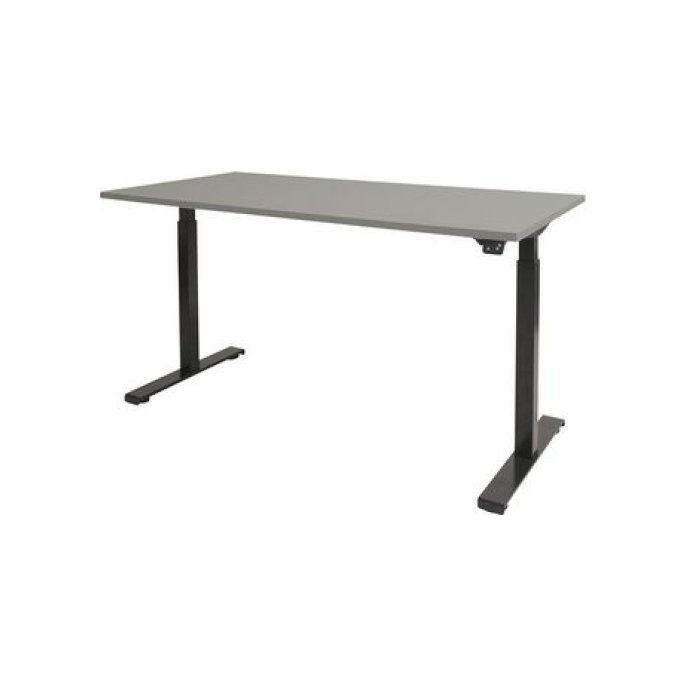 Dextro Basic Verstelbaar Bureau 160 x 80 cm Lichtgrijs Zwart