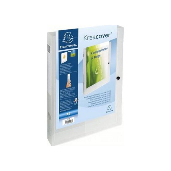 EXACOMPTA KreaCover A4 Documentenbox 330 x 240 x 40 mm PP Wit Transparant (pak 5 stuks)