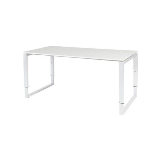 Stretto Plus Verstelbaar Bureau 160 x 80 cm Lichtgrijs Blad Witte Poten