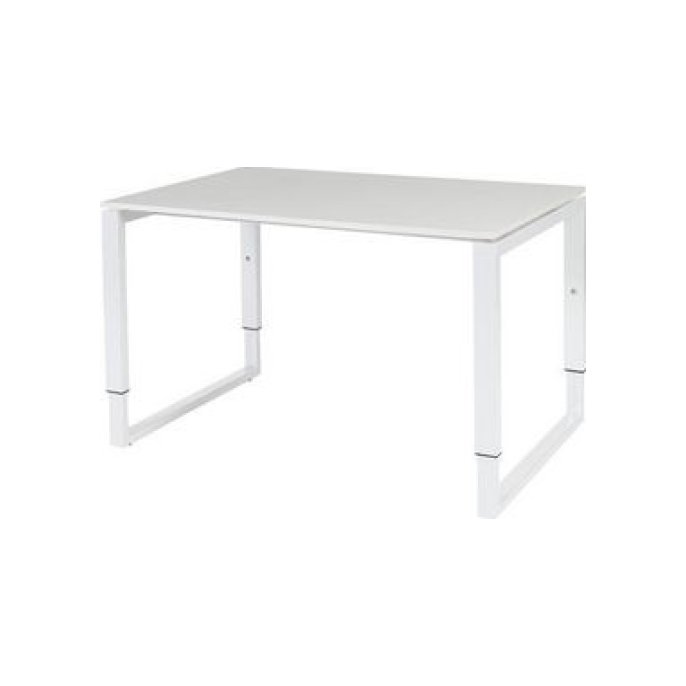 Stretto Plus Verstelbaar Bureau 120 x 80 cm Lichtgrijs Blad Witte Poten