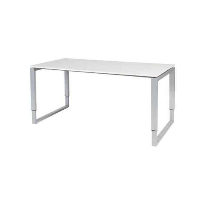 Stretto Plus Verstelbaar Bureau 160 x 80 cm Lichtgrijs Blad Aluminium Poten