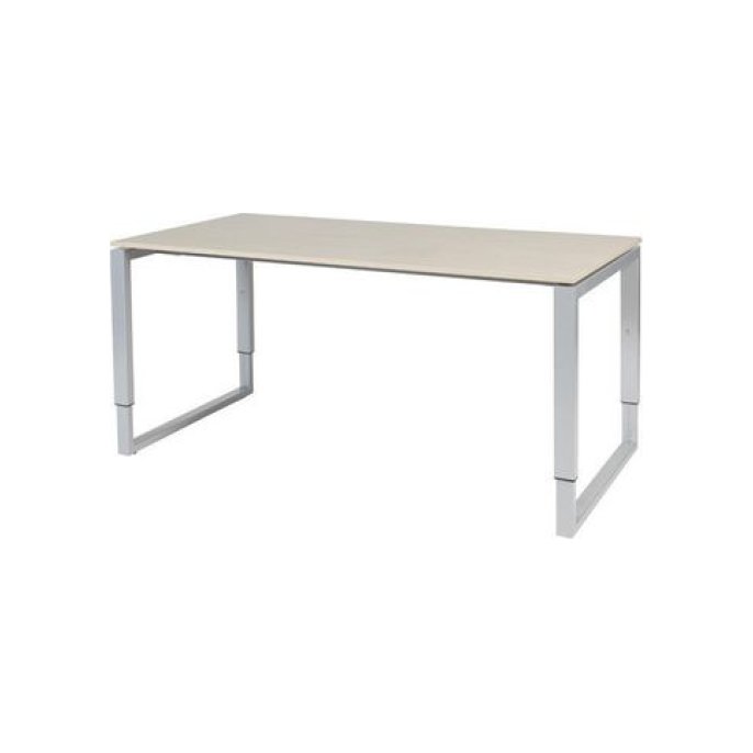 Stretto Plus Verstelbaar Bureau 160 x 80 cm Licht Eiken Blad Aluminium Poten