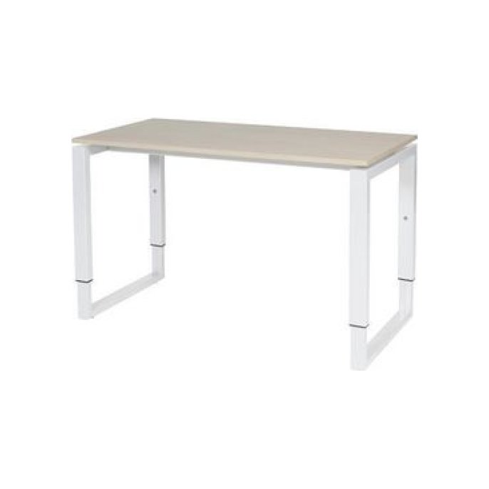 Stretto Plus Verstelbaar Bureau 120 x 60 cm Licht Eiken Blad Witte Poten