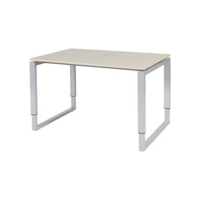 Stretto Plus Verstelbaar Bureau 120 x 80 cm Licht Eiken Blad Aluminium Poten