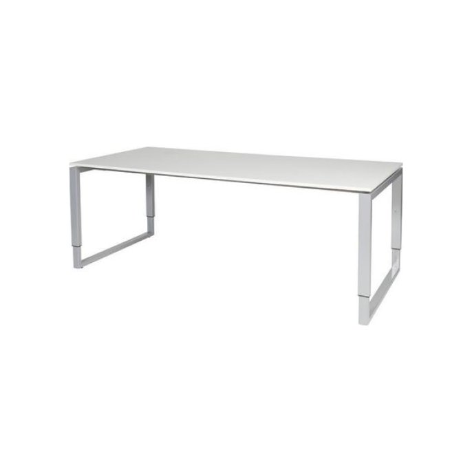 Stretto Plus Verstelbaar Bureau 200 x 90 cm Lichtgrijs Blad Aluminium Poten