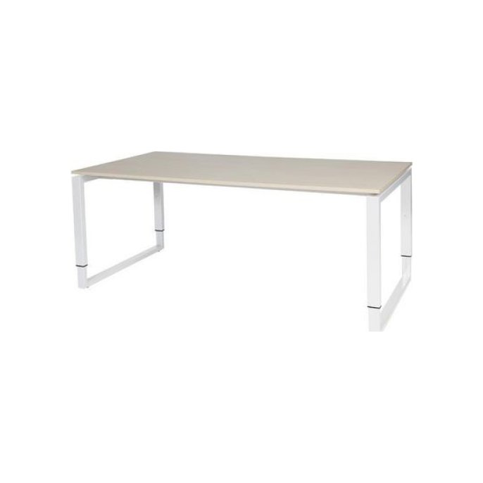 Stretto Plus Verstelbaar Bureau 180 x 90 cm Licht Eiken Blad Witte Poten