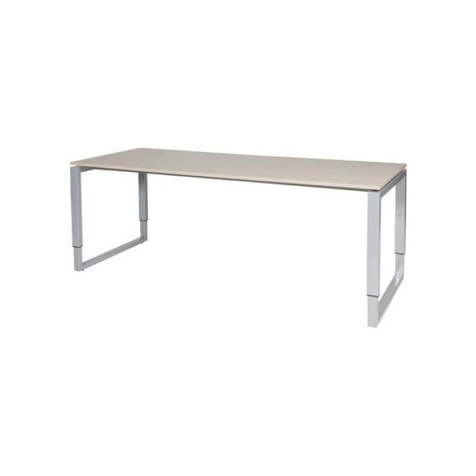 Stretto Plus Verstelbaar Bureau 200 x 80 cm Licht Eiken Blad Aluminium Poten