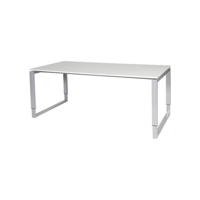 Stretto Plus Verstelbaar Bureau 180 x 90 cm Wit Blad Aluminium Poten