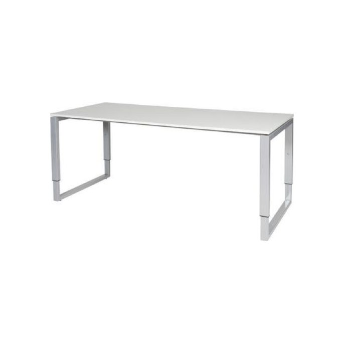 Stretto Plus Verstelbaar Bureau 180 x 80 cm Wit Blad Aluminium Poten