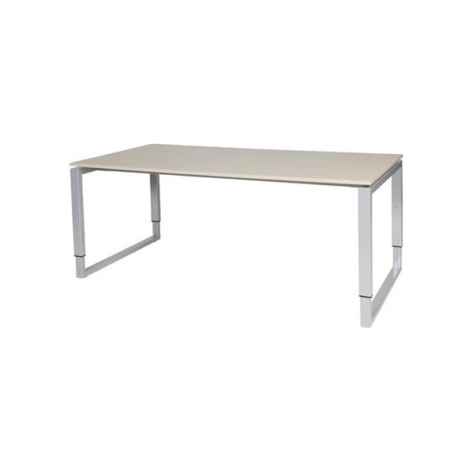 Stretto Plus Verstelbaar Bureau 180 x 90 cm Licht Eiken Blad Aluminium Poten