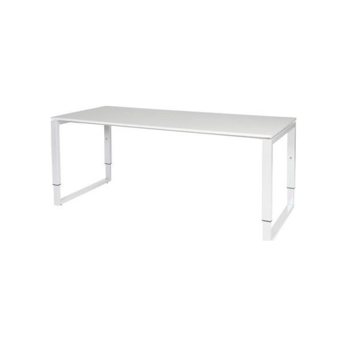 Stretto Plus Verstelbaar Bureau 180 x 80 cm Lichtgrijs Blad Witte Poten