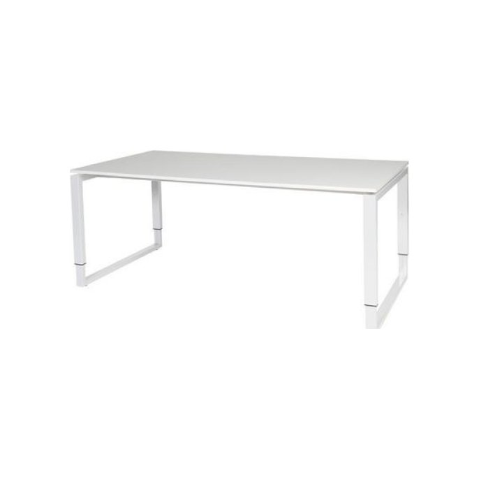 Stretto Plus Verstelbaar Bureau 180 x 90 cm Wit Blad Witte Poten