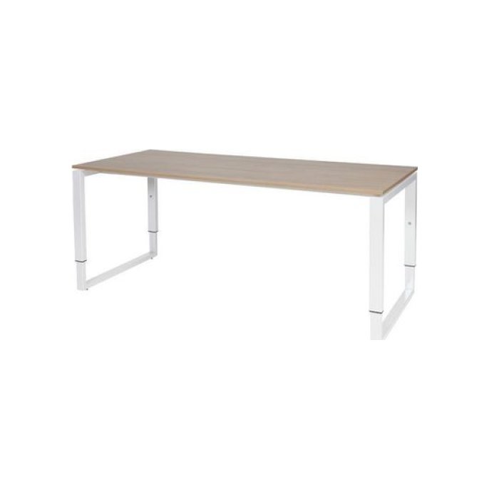 Stretto Plus Verstelbaar Bureau 180 x 80 cm Robson Eiken Blad Witte Poten