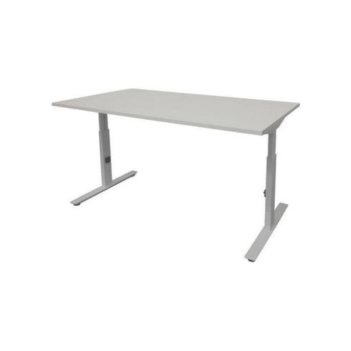 Linesto Plus Verstelbaar Bureau 140 x 80 cm Lichtgrijs Aluminium