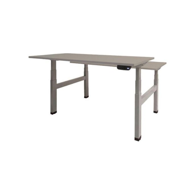 Dextro Plus Duo Verstelbaar Bureau 160 x 80 cm Lichtgrijs Aluminium