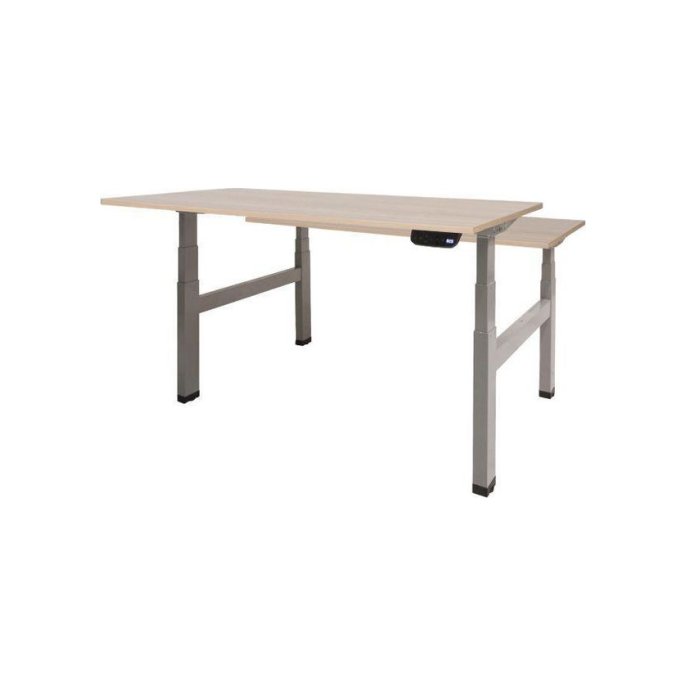 Dextro Plus Duo Verstelbaar Bureau 140 x 80 cm Licht Eiken Aluminium