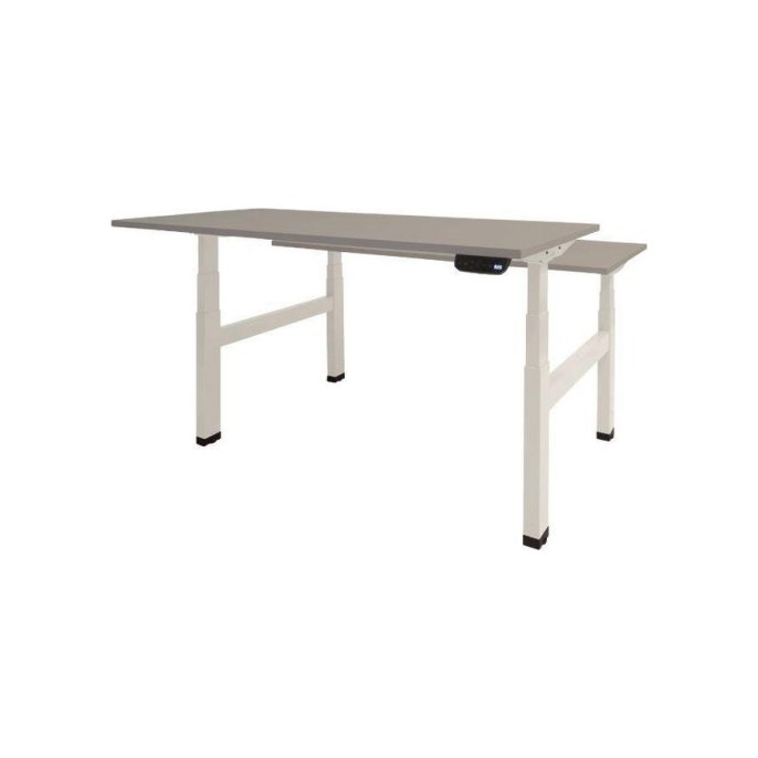 Dextro Plus Duo Verstelbaar Bureau 140 x 80 cm Lichtgrijs Wit