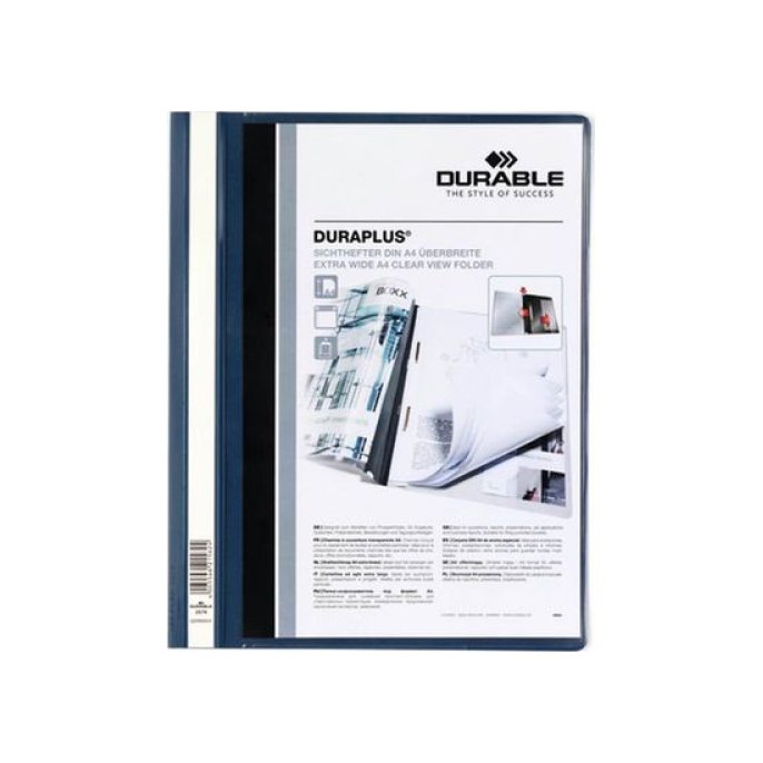 DURABLE Duraplus Snelhechtmap A4 Extra Breed PP 100 vel Blauw (pak 25 stuks)